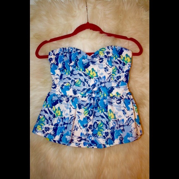 Blue floral halter top
