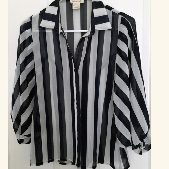 Navy and White Stripe Top