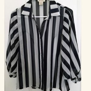 Navy and White Stripe Top