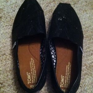 Black Sparkle Toms Shoes