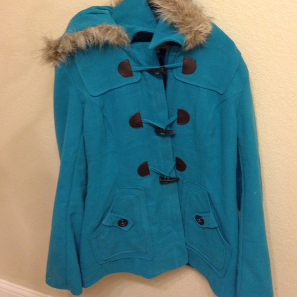 Teal coat with hood