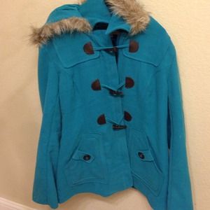 Teal coat with hood