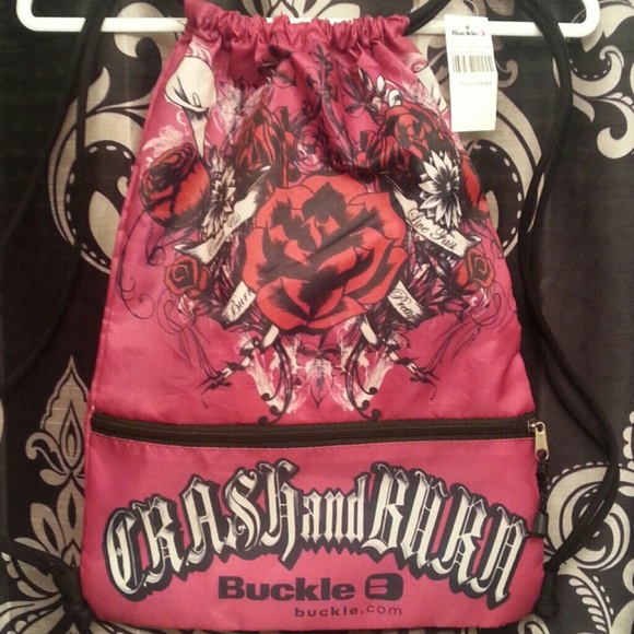 Crash & Burn Pull Tie Bag With Front Pocket