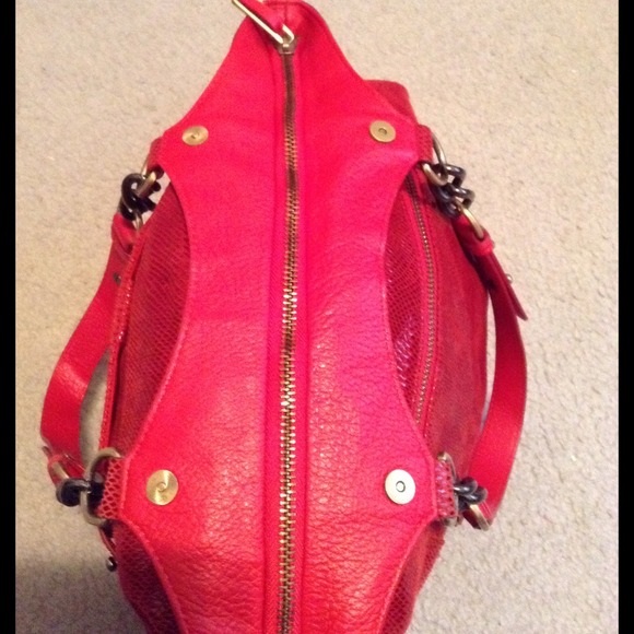 💕C.Lili Coralie Cariol💕Lg Red Leather Bag - Picture 2 of 4