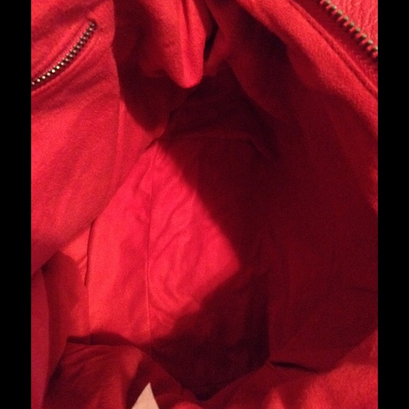 💕C.Lili Coralie Cariol💕Lg Red Leather Bag - Picture 3 of 4