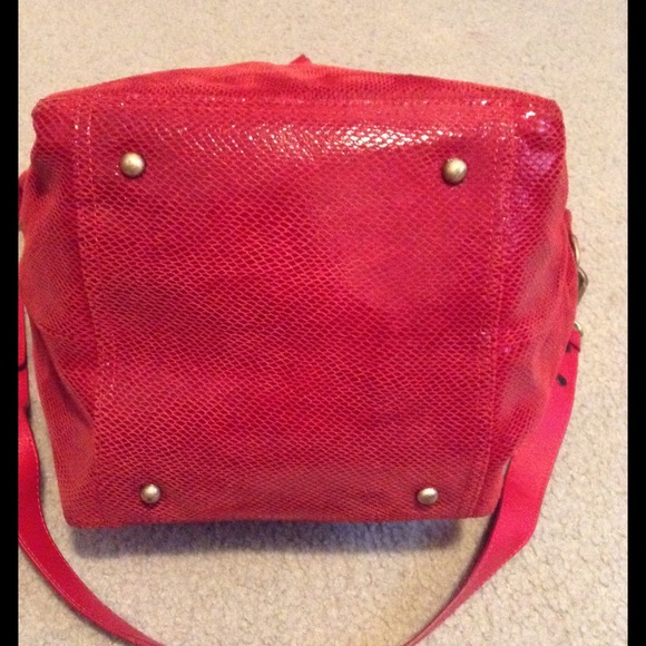 💕C.Lili Coralie Cariol💕Lg Red Leather Bag - Picture 4 of 4