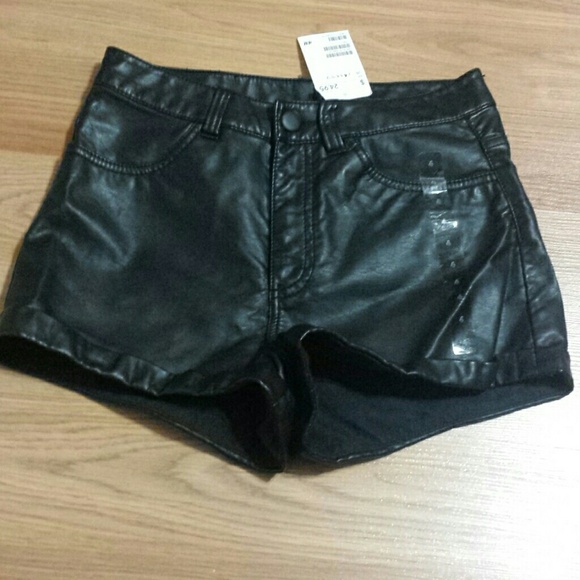 High waist leather shorts