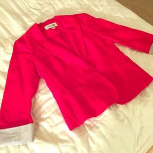 Red blazer with striped cuffs