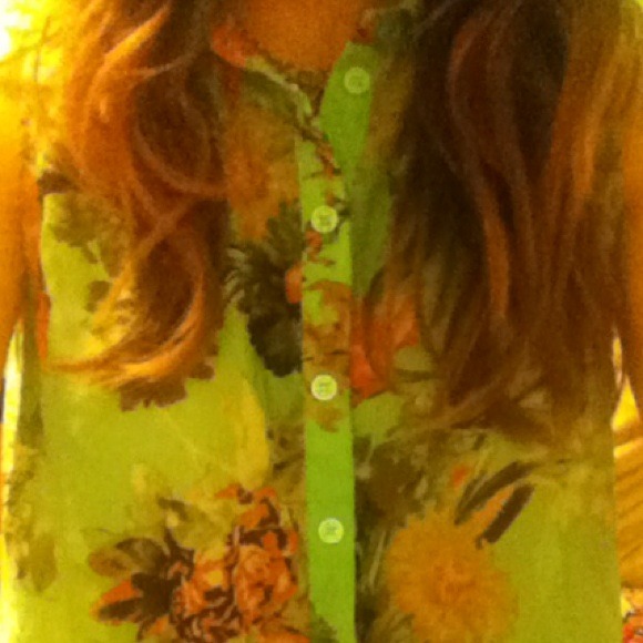 Green Floral Button Down Tanktop