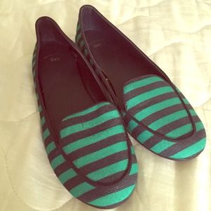 Gap green & navy striped loafers