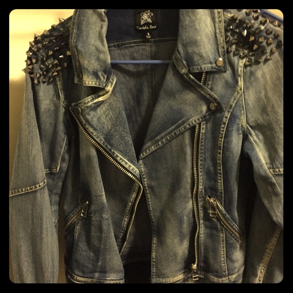 Double Zero Jackets & Blazers - Denim jacket with studs on the shoulders!