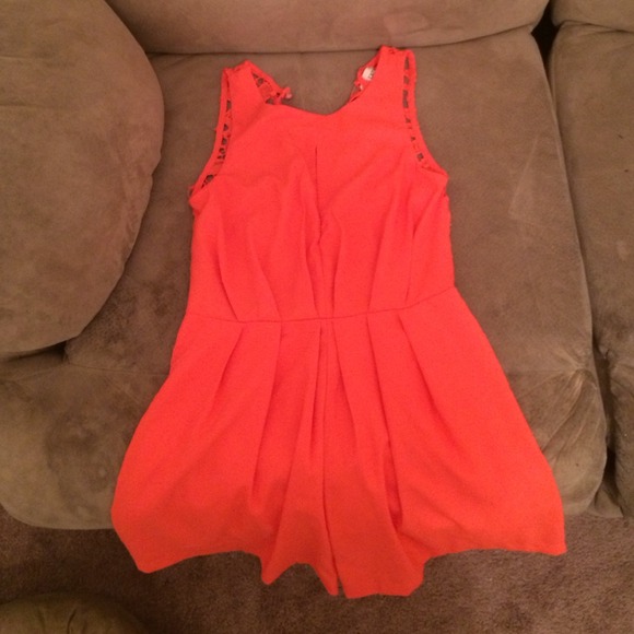Orange Romper with open Lace Back