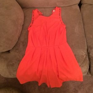 Orange Romper with open Lace Back