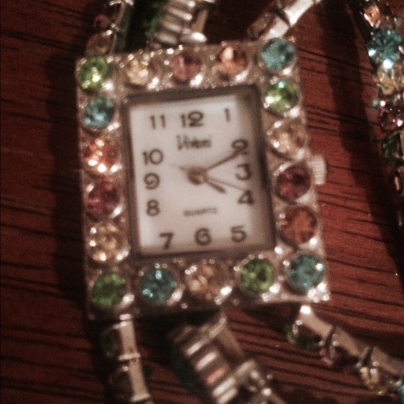 Colored rhinestone watch