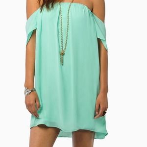 Off the shoulder blue dress