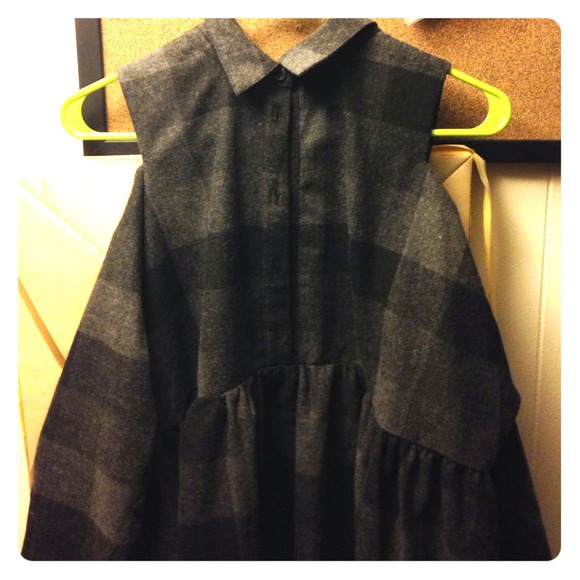 Asos black and gray plaid dress. Cut out Shoulder