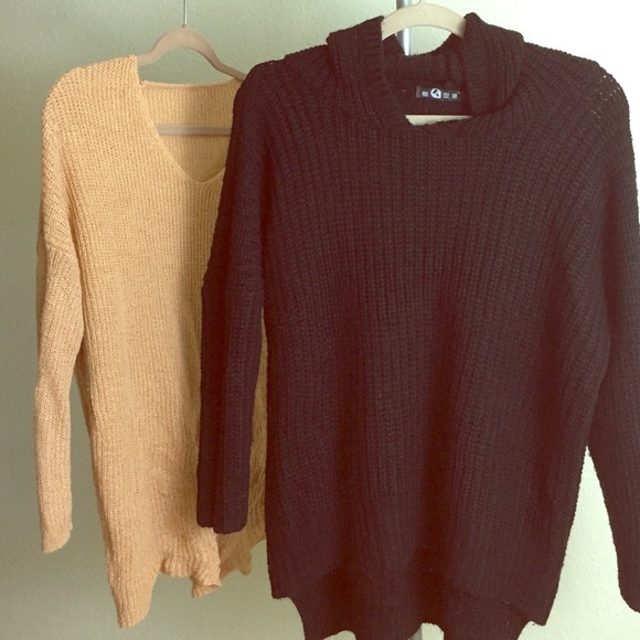 Black hoodie sweater and vneck sweater