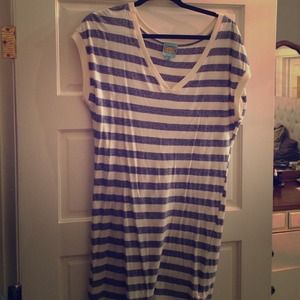 Sz S C&C California cream&blue striped mini dress