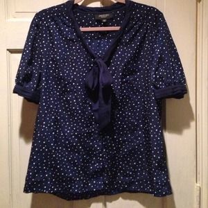 Jason Wu for Target Navy Neck Tie Blouse w/ White