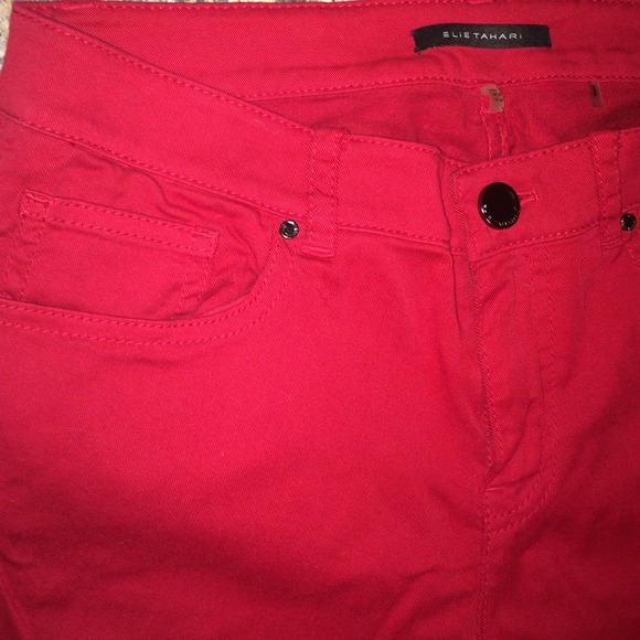 Elie Tahari 💋 bright red ❤️ soft jeans - Picture 3 of 9
