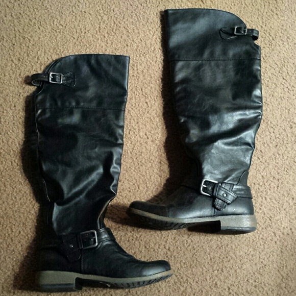 Black Knee High leather boots