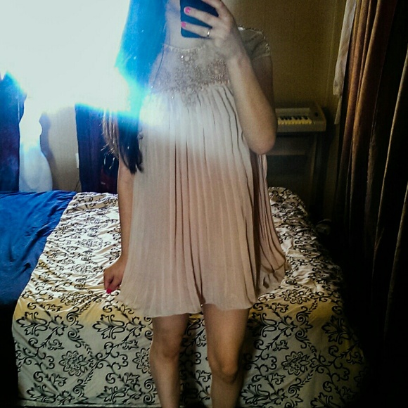 Amazing Beige Pearl Organza Dress S/M - Picture 4 of 4