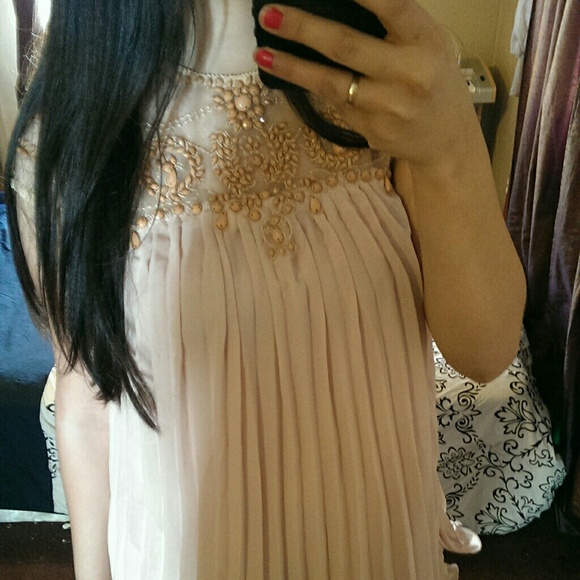 Amazing Beige Pearl Organza Dress S/M - Picture 2 of 4