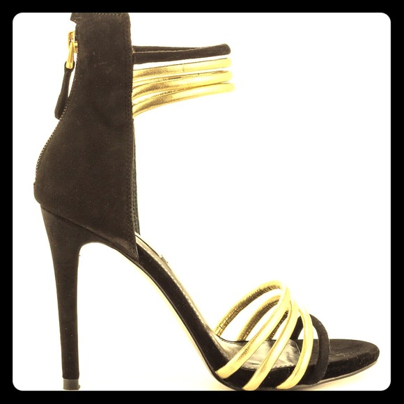 Guess Black and Gold ankle strap heels. - Picture 3 of 8