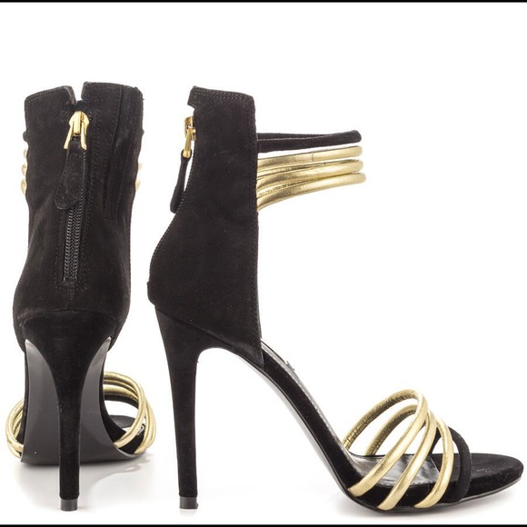 Guess Black and Gold ankle strap heels. - Picture 1 of 8