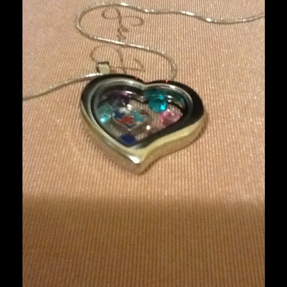 Autism heart charm floating locket necklace