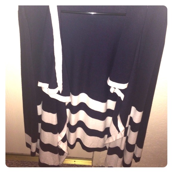 Striped blue and white sweater/cardigan