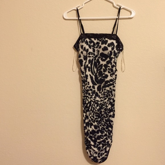 Forever21 Black & white leopard print party dress