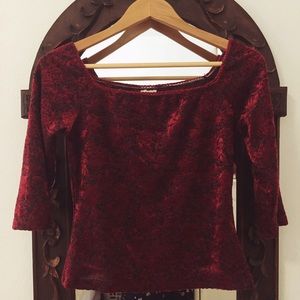 Red Velvet Rose Crop Top Shirt