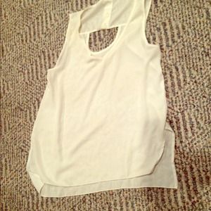High low white tank top