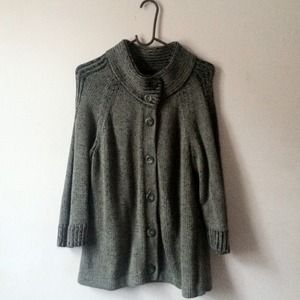 Grey knitted cardigan sweater