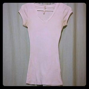 White V-neck T