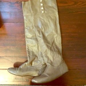 Leather grey knee high boots!