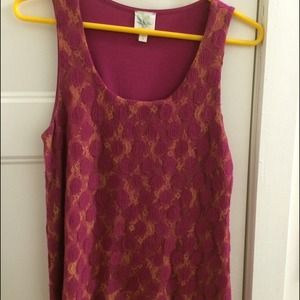 Anthropologie lace overlay sleeveless top
