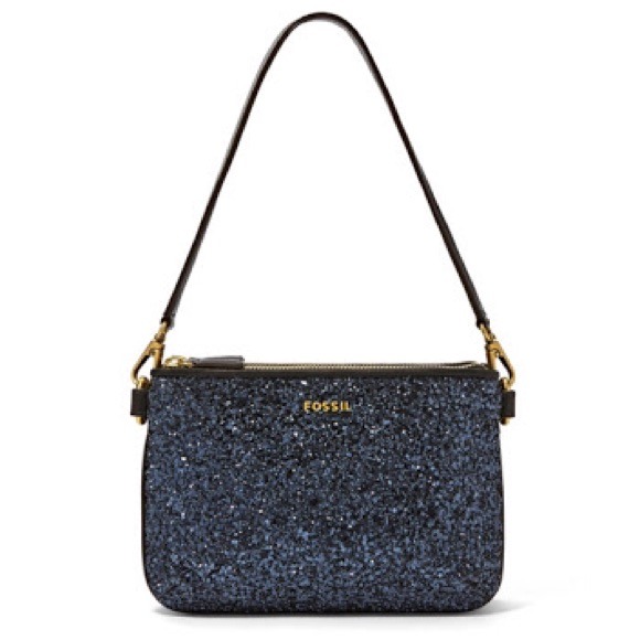 Memoir Pocketbook Top Zip in Navy Glitter