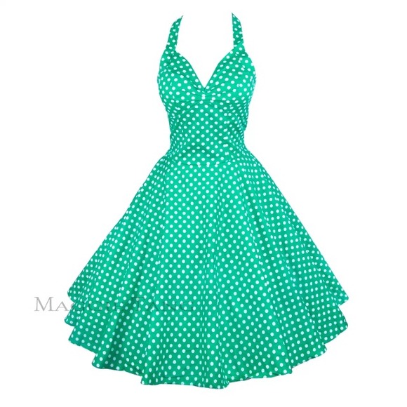 Beautiful Green 50's Style Halter Dress NWT