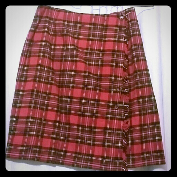 Plaid wrap-around skirt