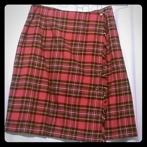 Plaid wrap-around skirt