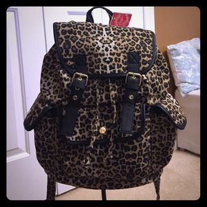 Leopard cheetah black 5 pocket Backpack