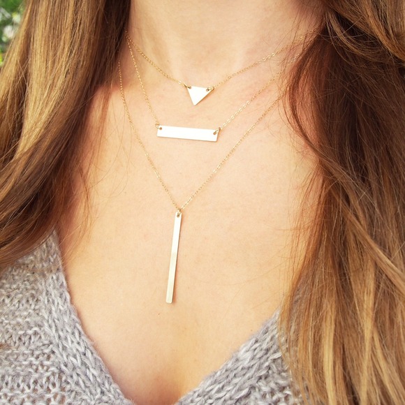 Gold Bar Necklace // Customized - Picture 2 of 4