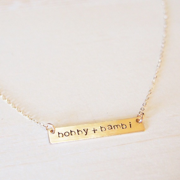 Gold Bar Necklace // Customized - Picture 4 of 4