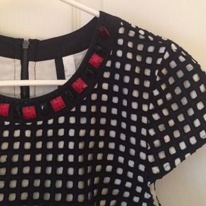 Kensie Black & White Embellished Shift Dress