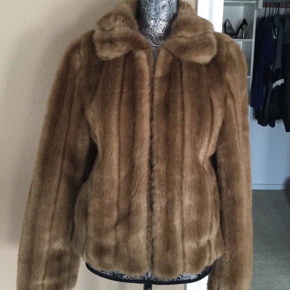 Caramel color faux fur coat