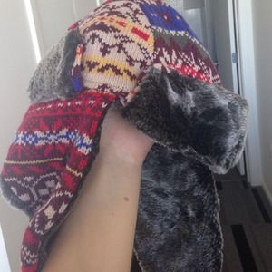 Fuzzy winter hat with ear flaps