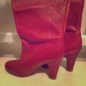 Dark Red Leather Vintage Boots