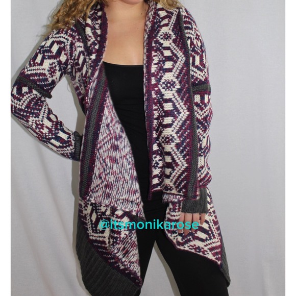 🔴SOLD🔴 Magenta Chunky Sweater Cardigan - Picture 2 of 4